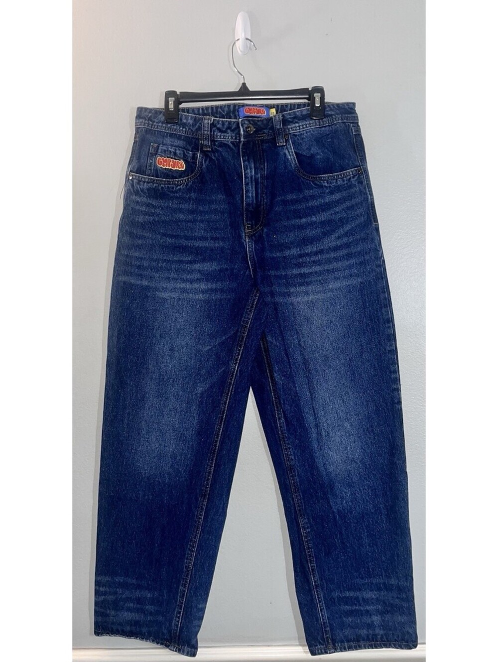 Y2K Empyre Jeans Men's 32 Blue Embroidered Dog Baggy Skater Grunge
